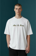 Nakış Yazı Detaylı Oversize Beyaz T-Shirt – “Made In Heaven”