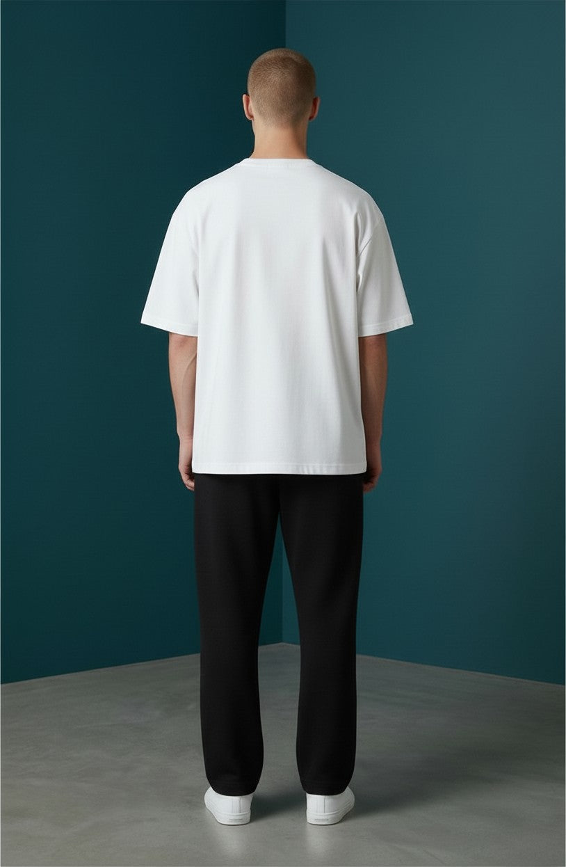 Nakış Yazı Detaylı Oversize Beyaz T-Shirt – “Made In Heaven”