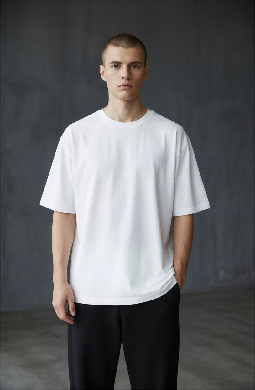 Nakış Detaylı Oversize Beyaz T-Shirt –   "Kedy"