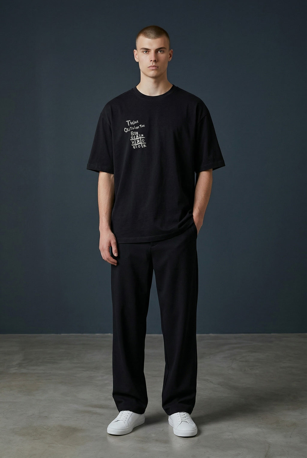 XOX Nakışlı Siyah Oversize